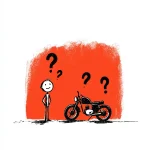Eine kleine Person steht vor einem Motorrad und fragt sich ob er mit seiner Körßergröße geeignet ist für den Motorradführerschein